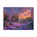 Dreamscape Forest Matte Canvas Print Vibrant Sunset Purple Meadow Wall Art