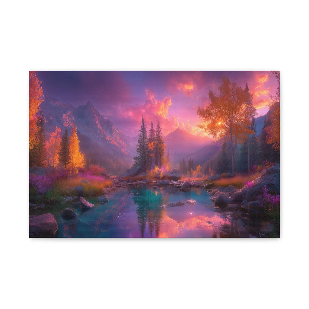 Sunset Fantasy Landscape Matte Canvas Stretched Wall Art