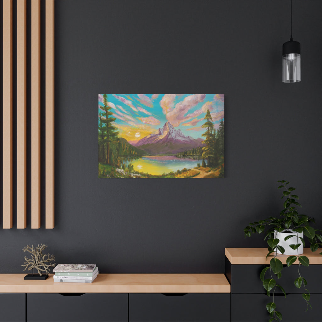 Mountain Sunrise Canvas Print Vibrant Landscape Wall Art