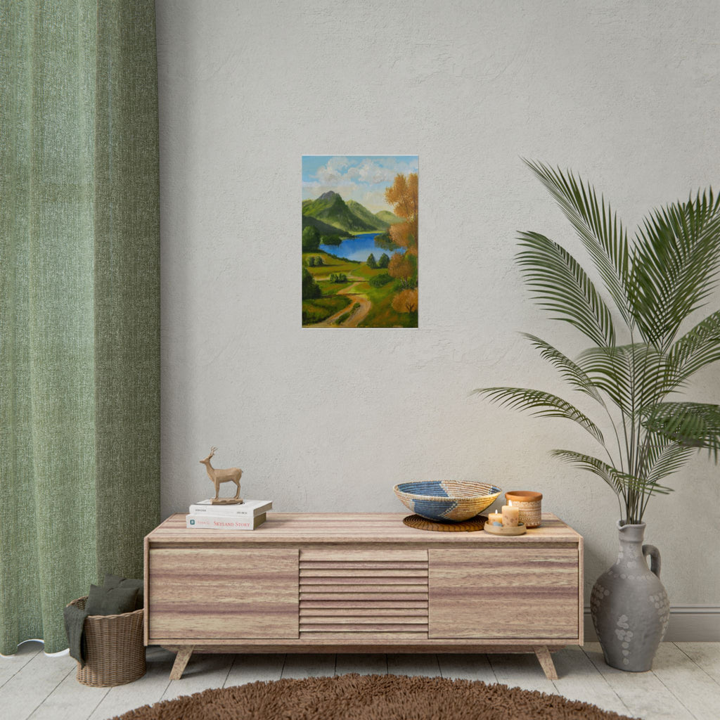 Serene Lake Mountain Landscape Art Print