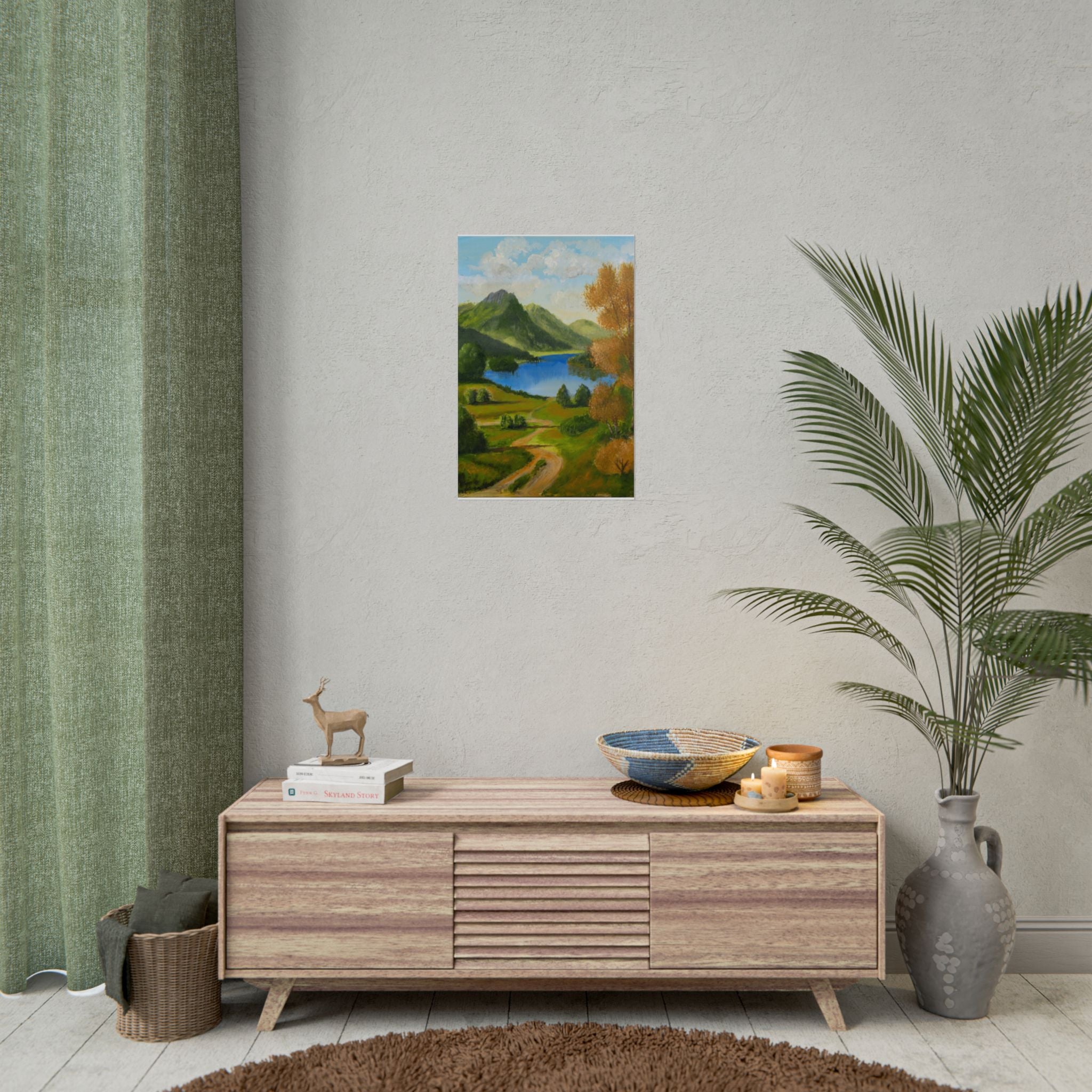Serene Lake Mountain Landscape Art Print