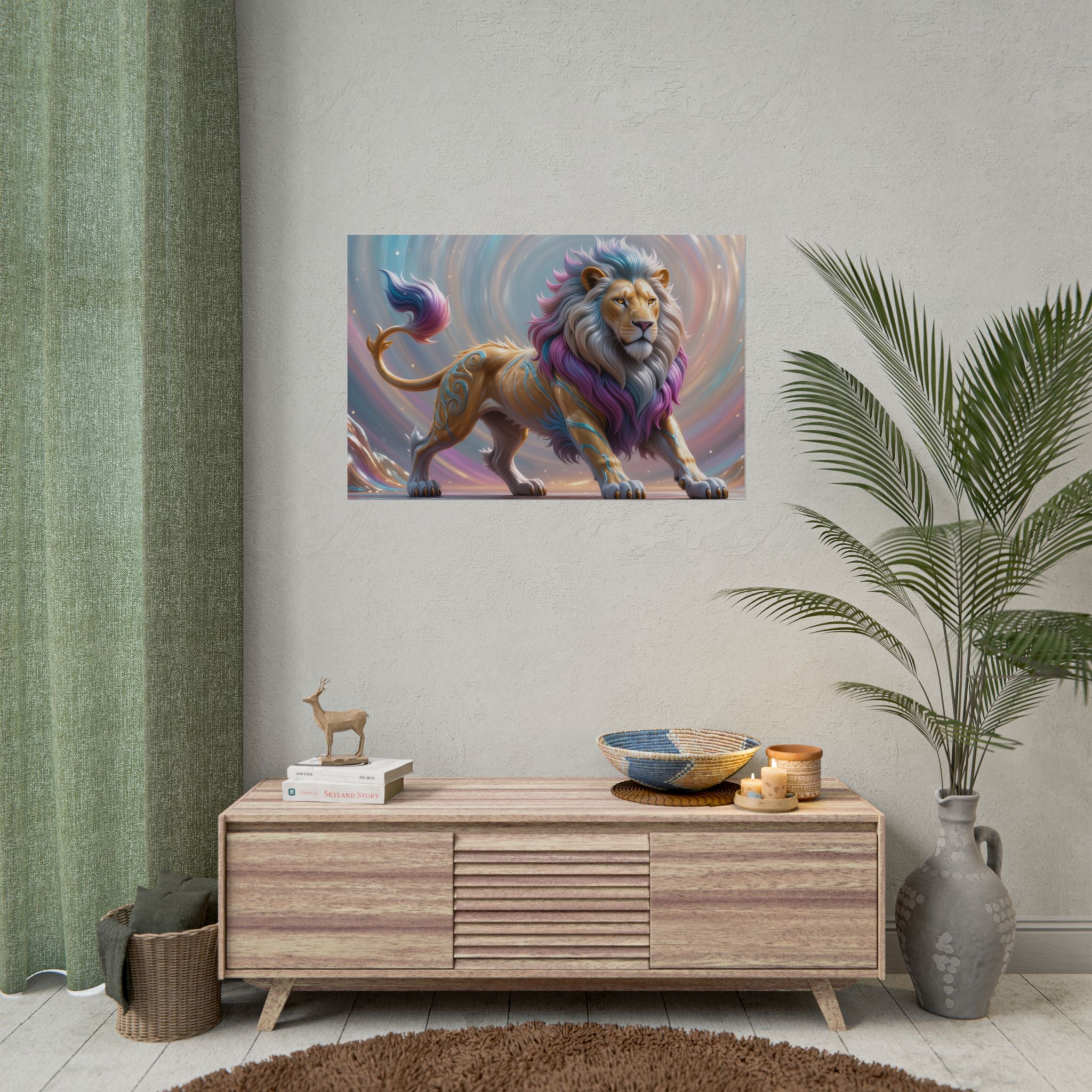 Lion Fantasy Colorful Mythic Lion Rolled Art Print