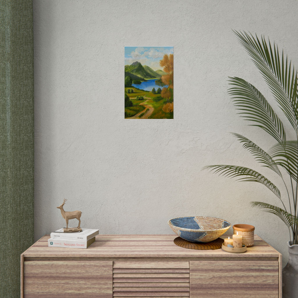 Serene Lake Mountain Landscape Art Print