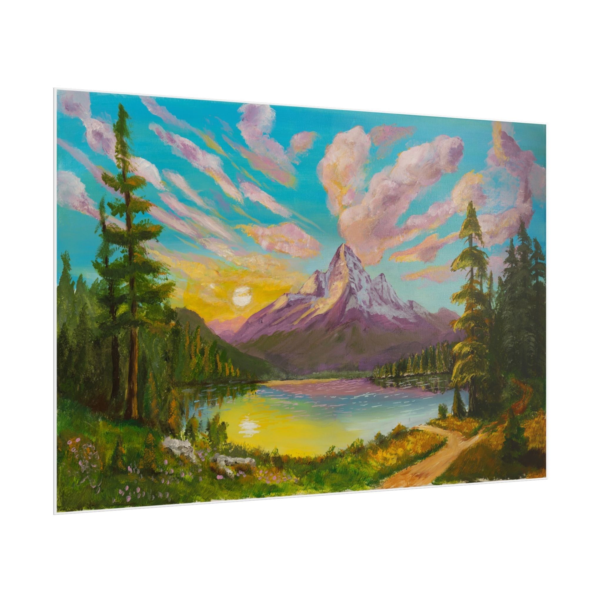 Serene Mountain Lake Sunset Art Print