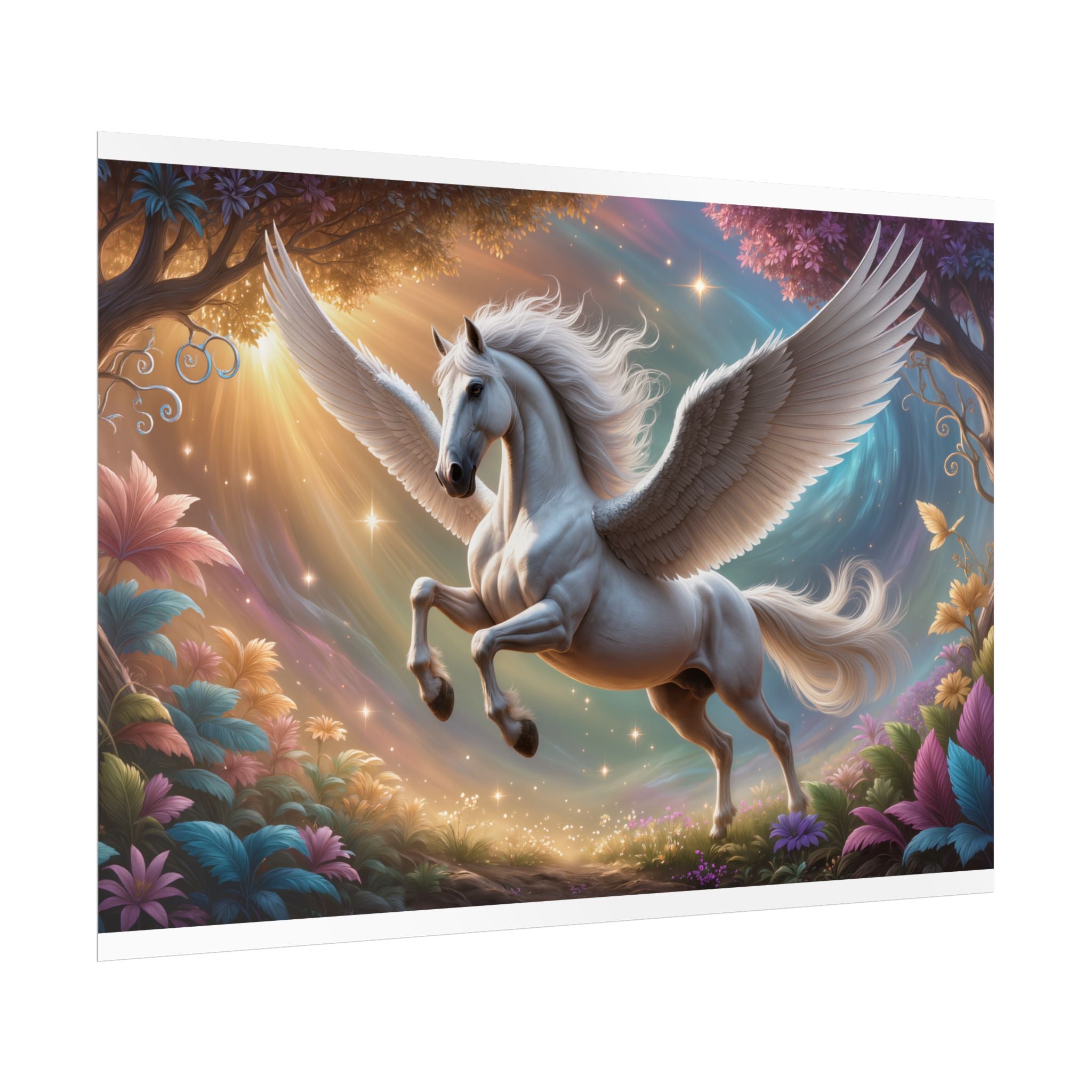 Pegasus Fantasy Art Magical Winged Horse Rolled Poster for Kids’ Rooms & Fantasy Decor