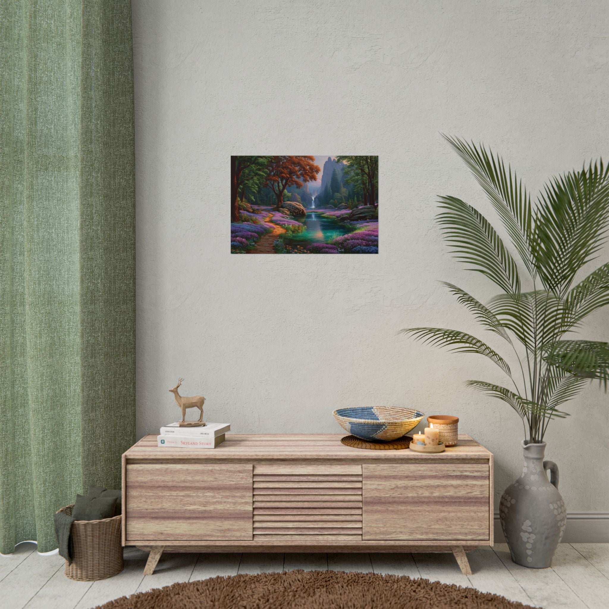 Scenic Fantasy Waterfall Landscape Wall Art