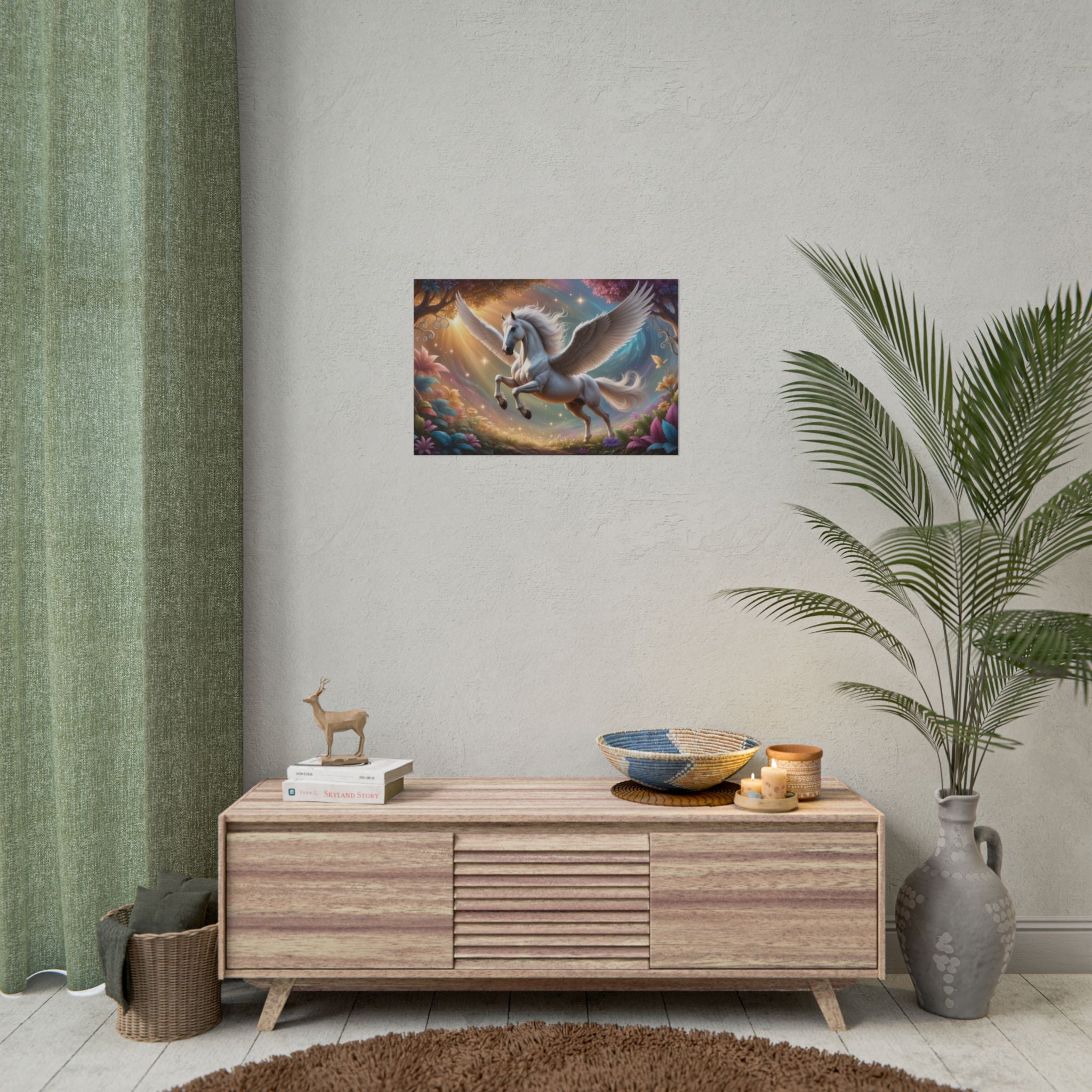 Pegasus Fantasy Art Magical Winged Horse Rolled Poster for Kids’ Rooms & Fantasy Decor