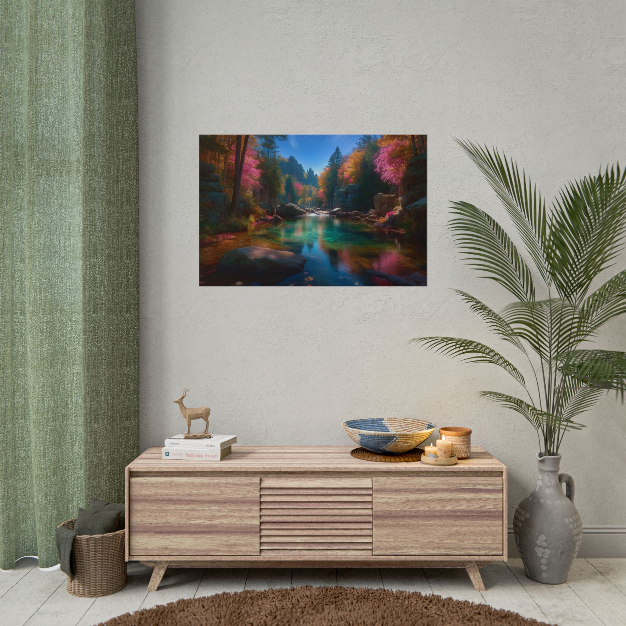 Tranquil Forest River Landscape Print