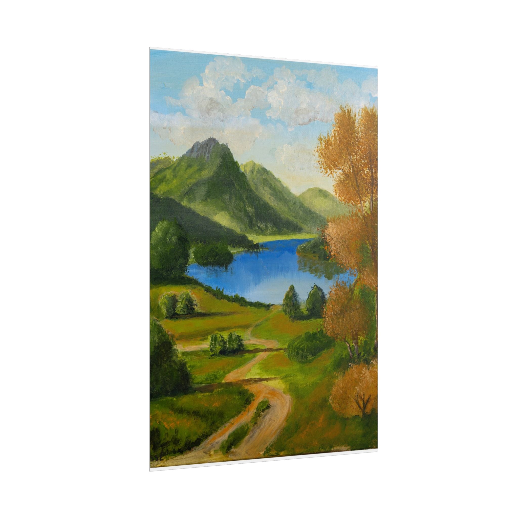 Serene Lake Mountain Landscape Art Print