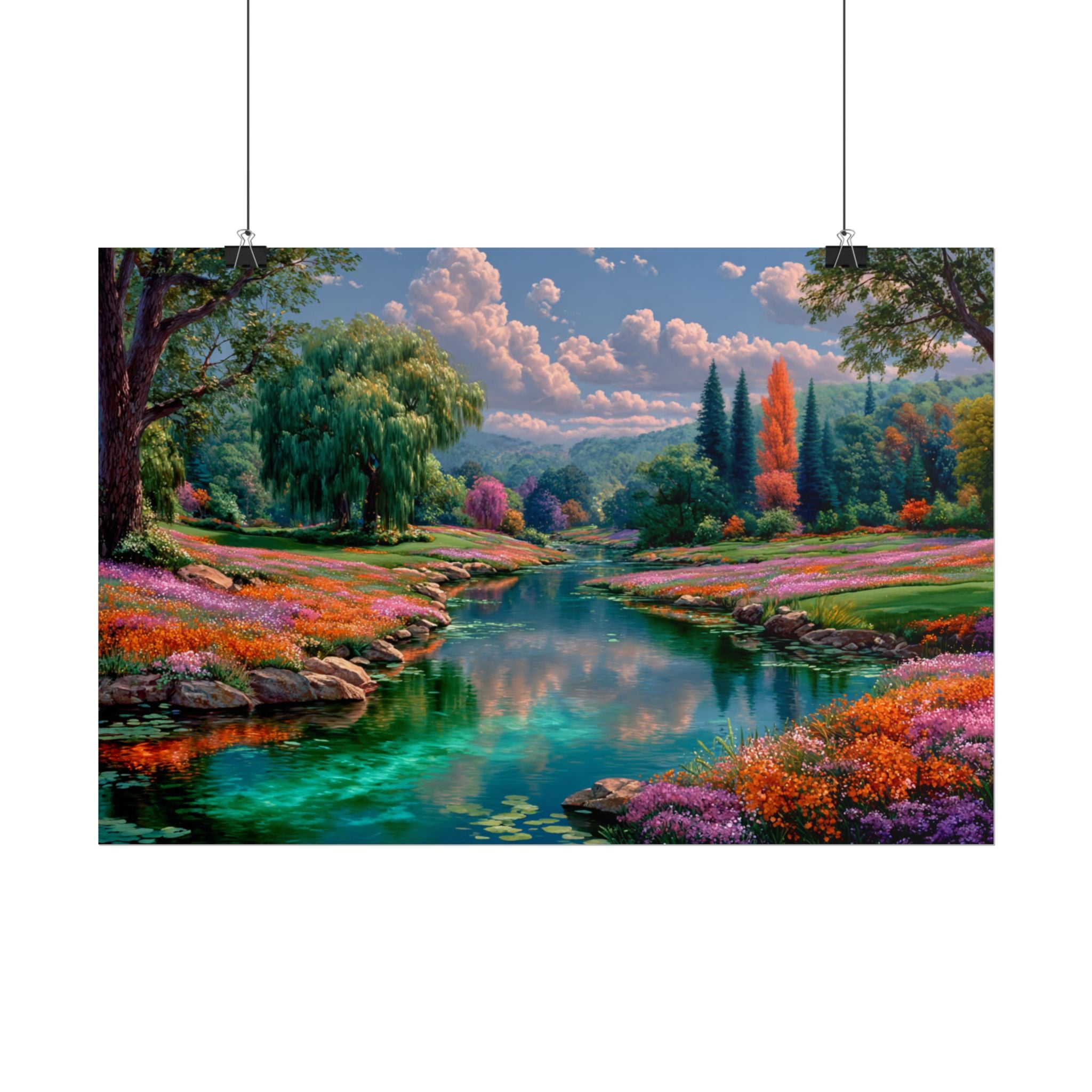 Scenic Floral River Print
