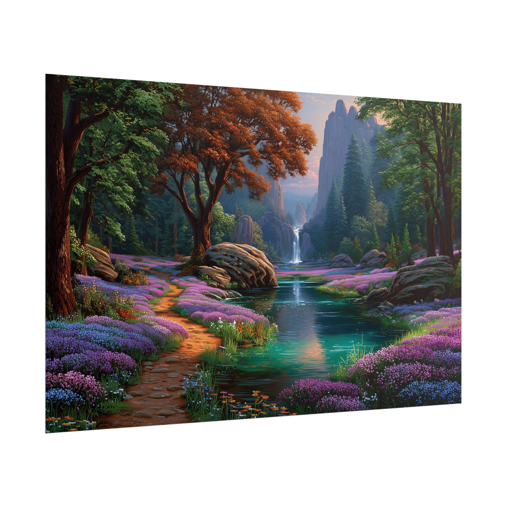 Scenic Fantasy Waterfall Landscape Wall Art
