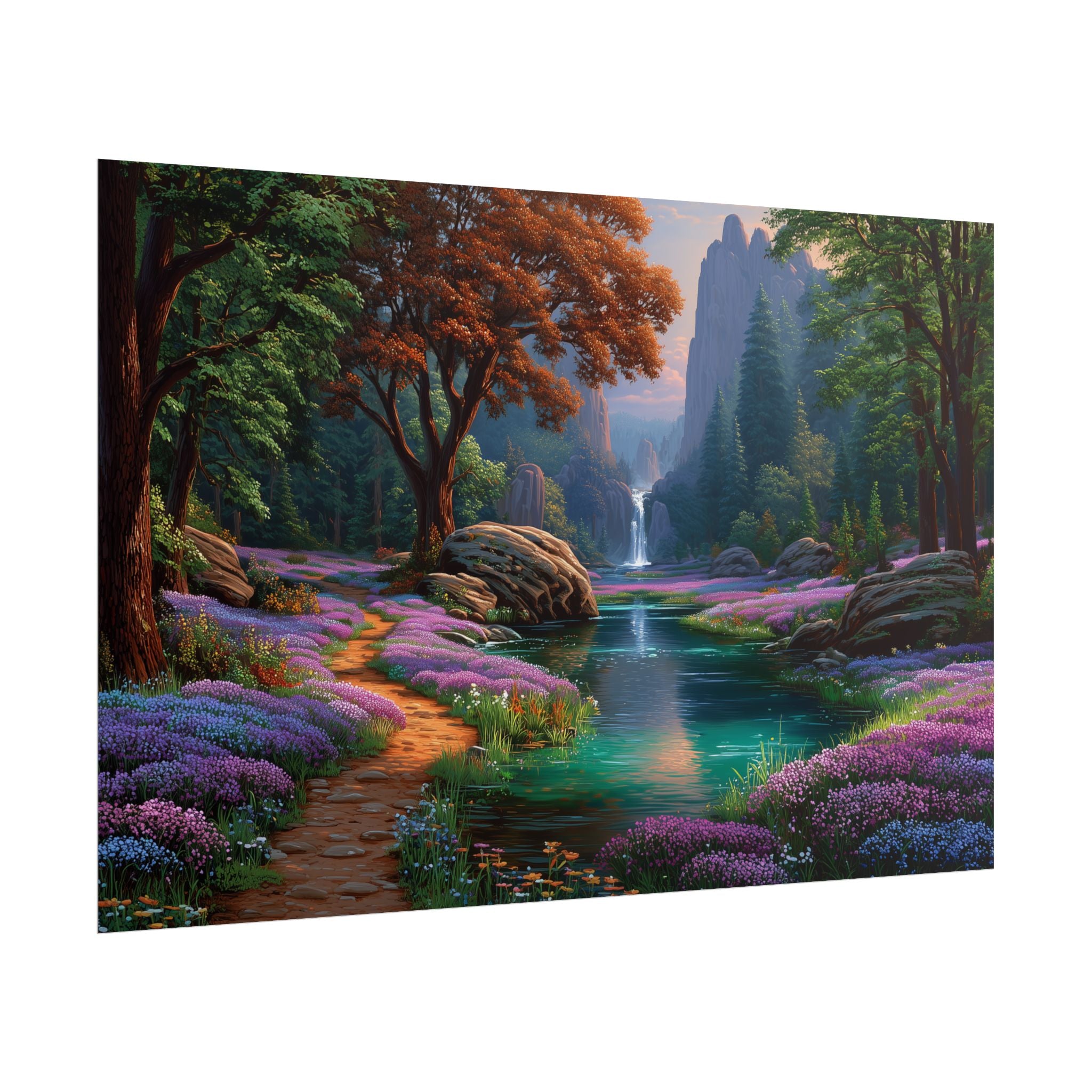 Scenic Fantasy Waterfall Landscape Wall Art