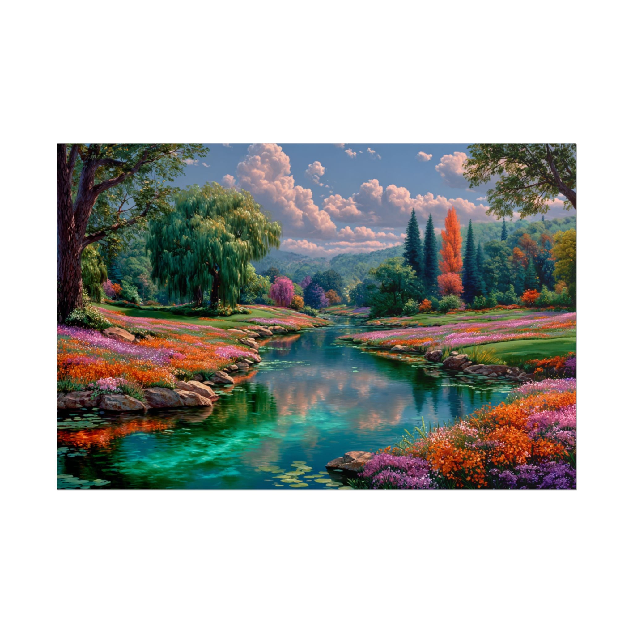 Scenic Floral River Print