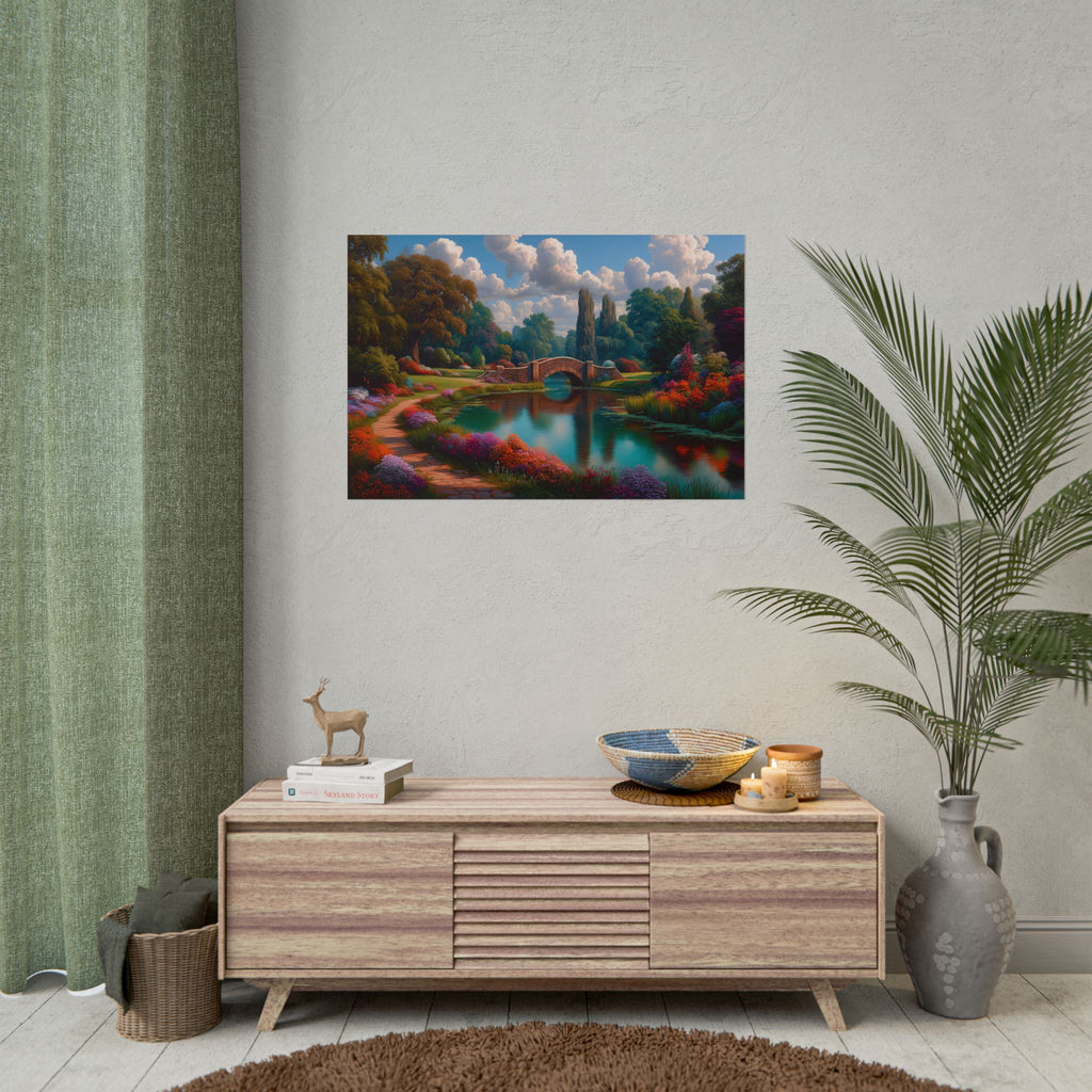 Scenic Garden Bridge Rolled Fine Art Landscape Print