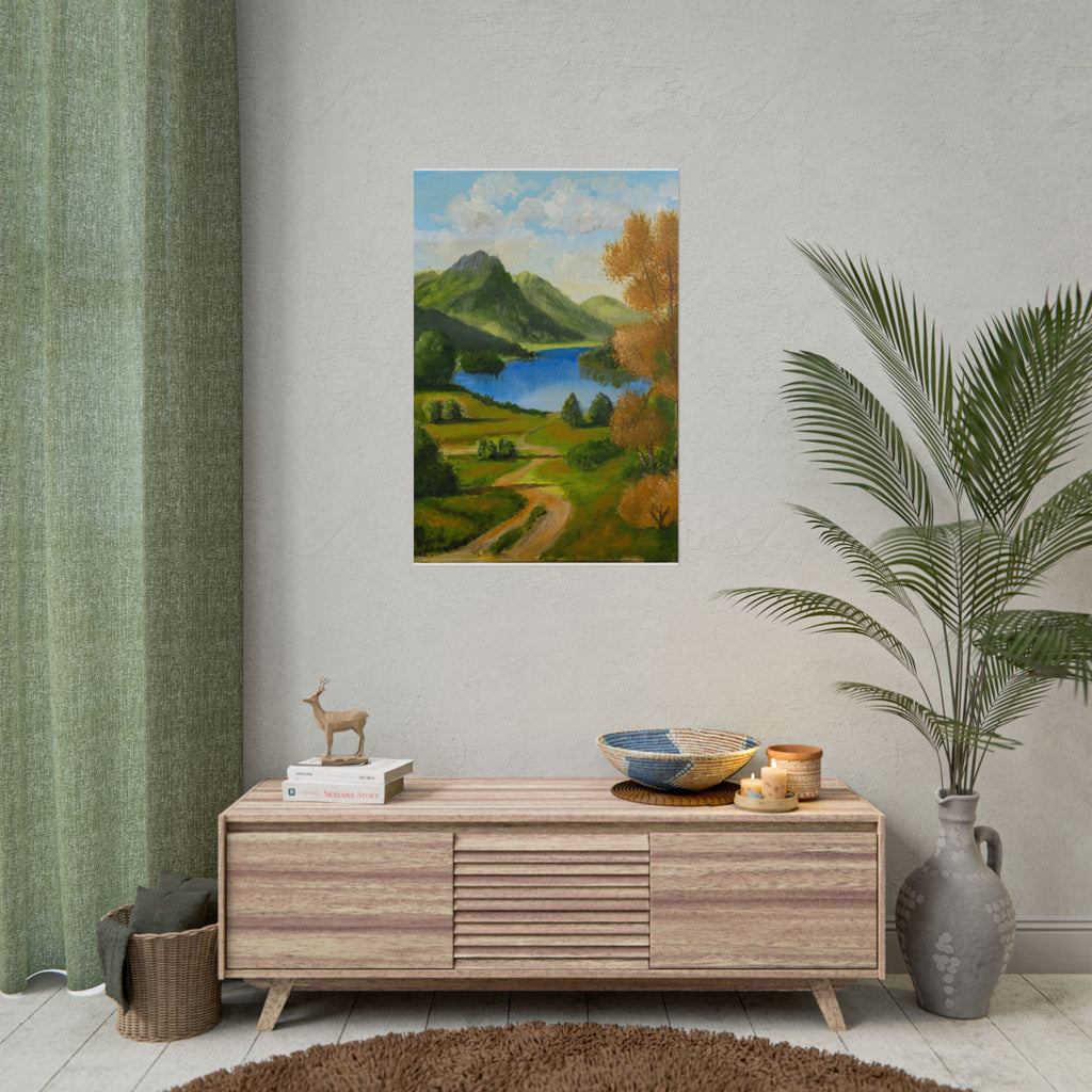 Serene Lake Mountain Landscape Art Print