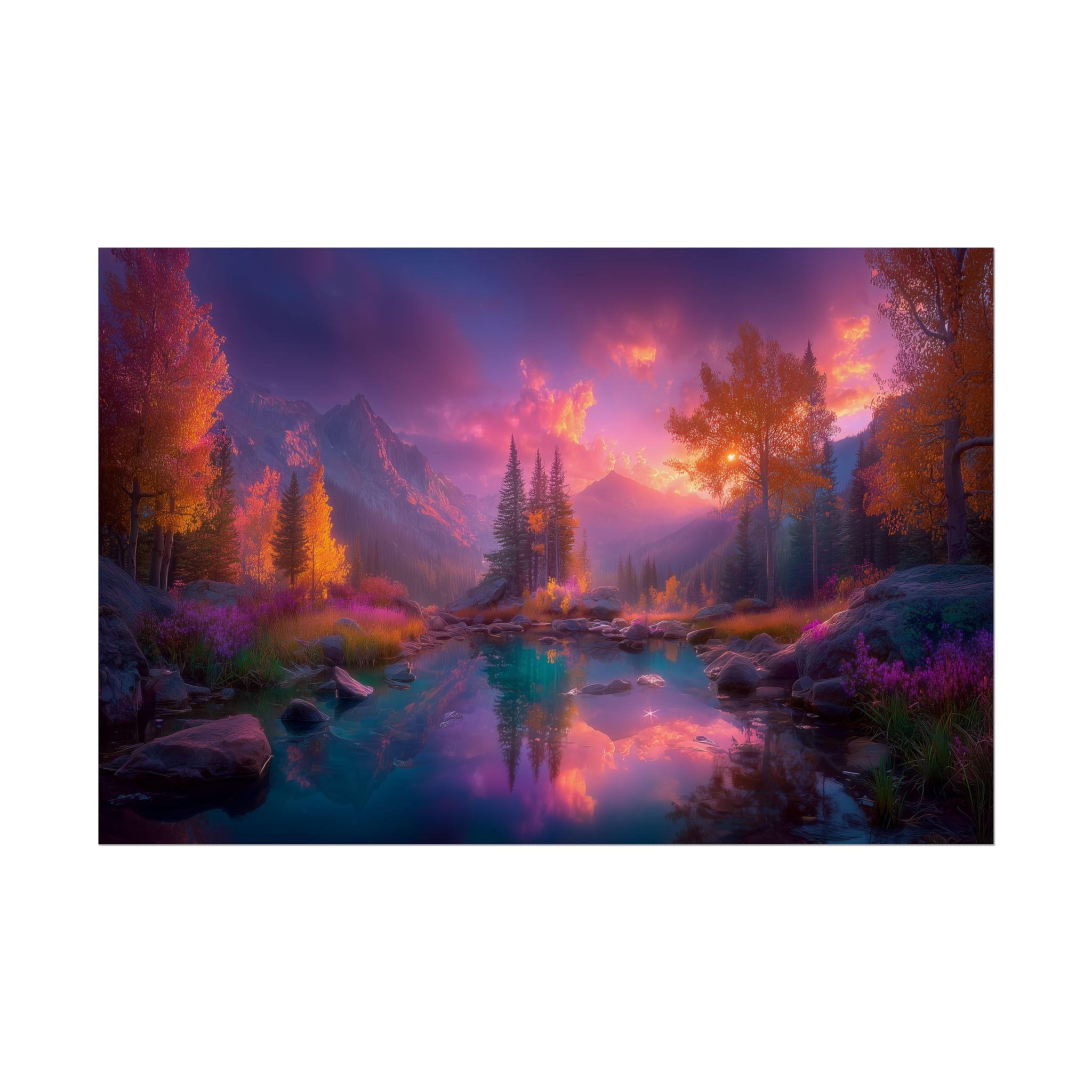 Dreamscape Sunset Landscape Vibrant Fantasy Nature Wall Art