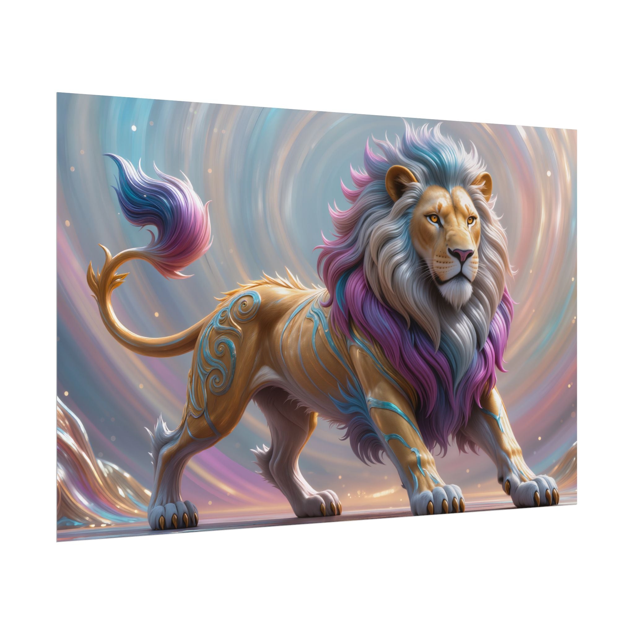 Lion Fantasy Colorful Mythic Lion Rolled Art Print