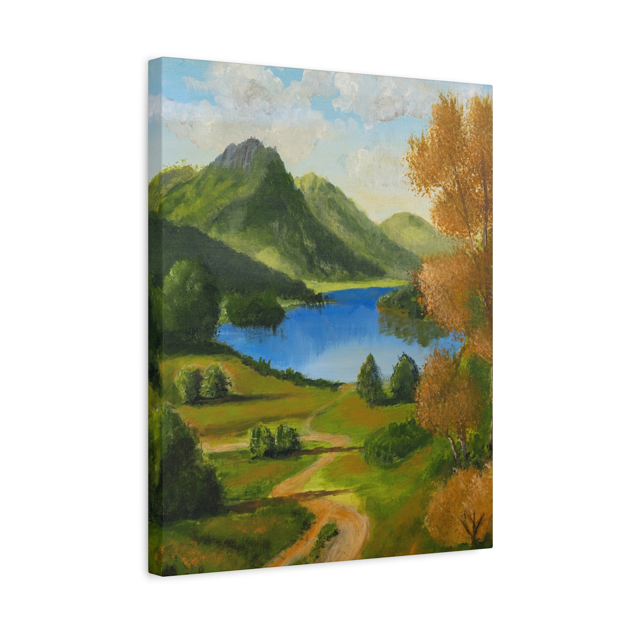Landscape Canvas Wall Art Serene Mountain Lake Matte Stretched Canvas (1.25")
