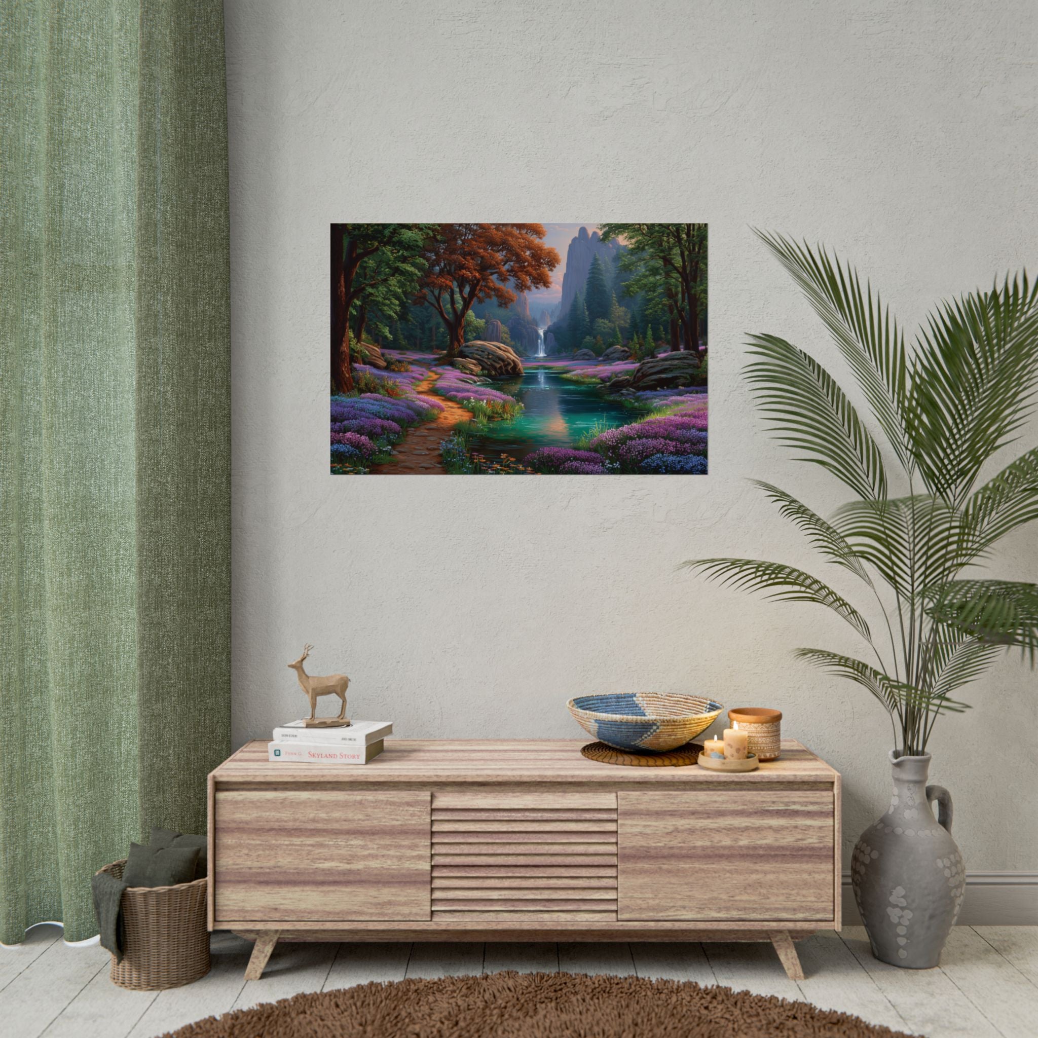 Scenic Fantasy Waterfall Landscape Wall Art