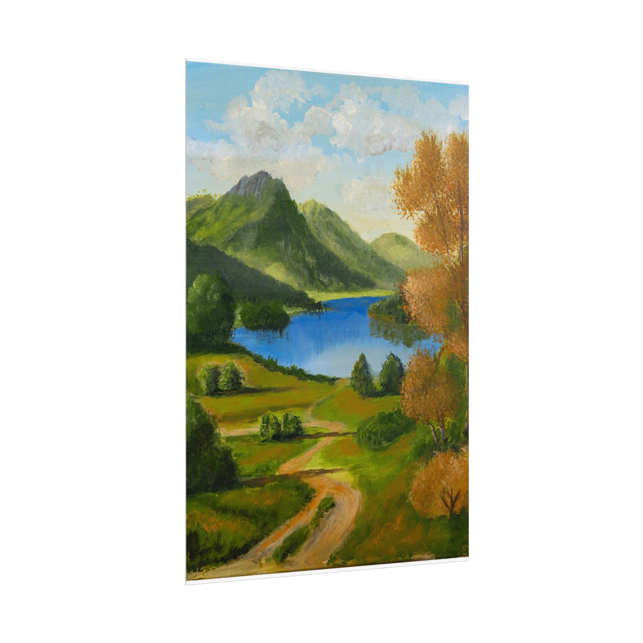 Serene Lake Mountain Landscape Art Print