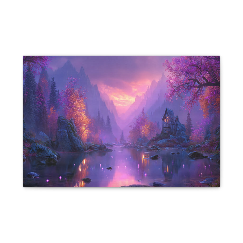 Mystical Twilight Lake Matte Canvas Print