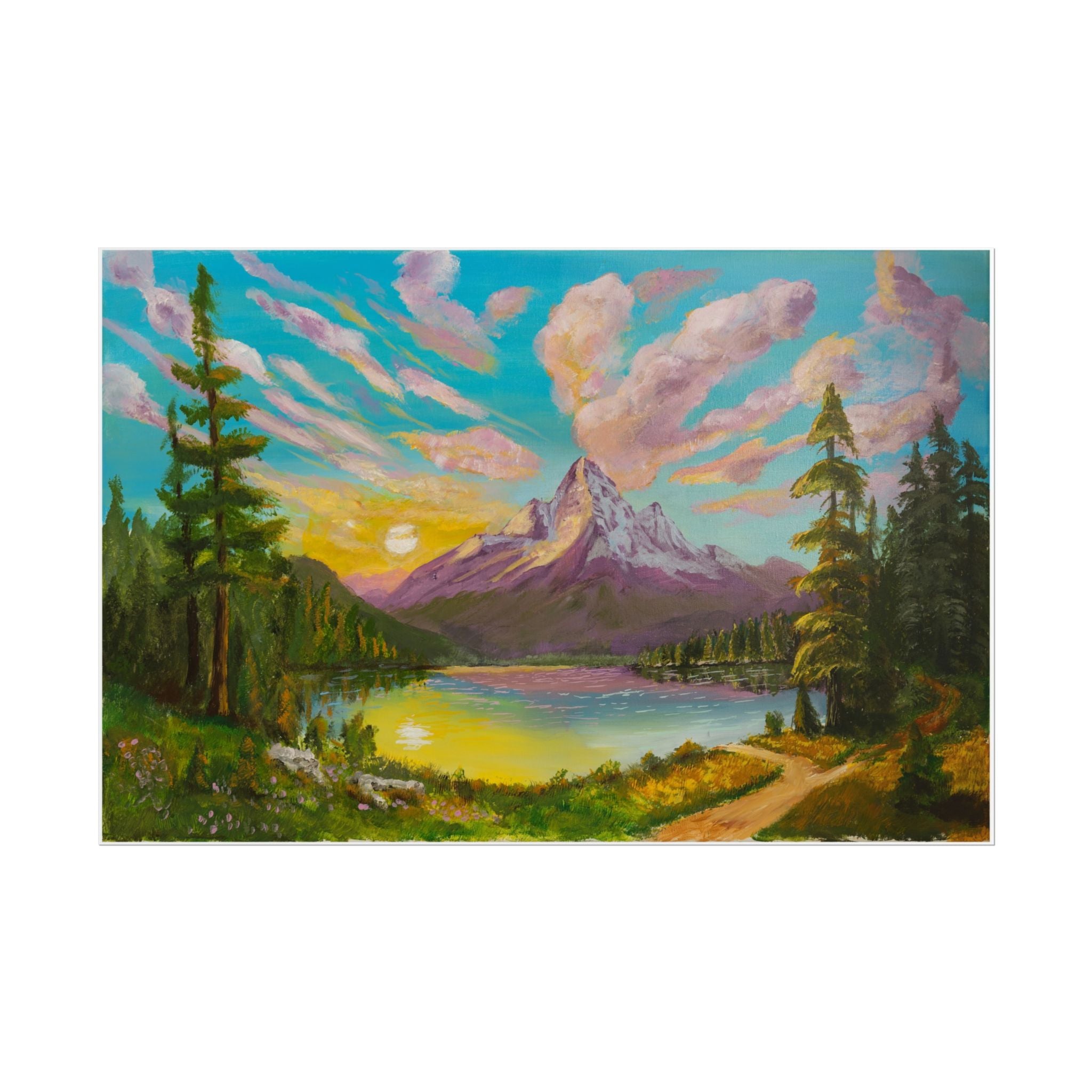 Serene Mountain Lake Sunset Art Print