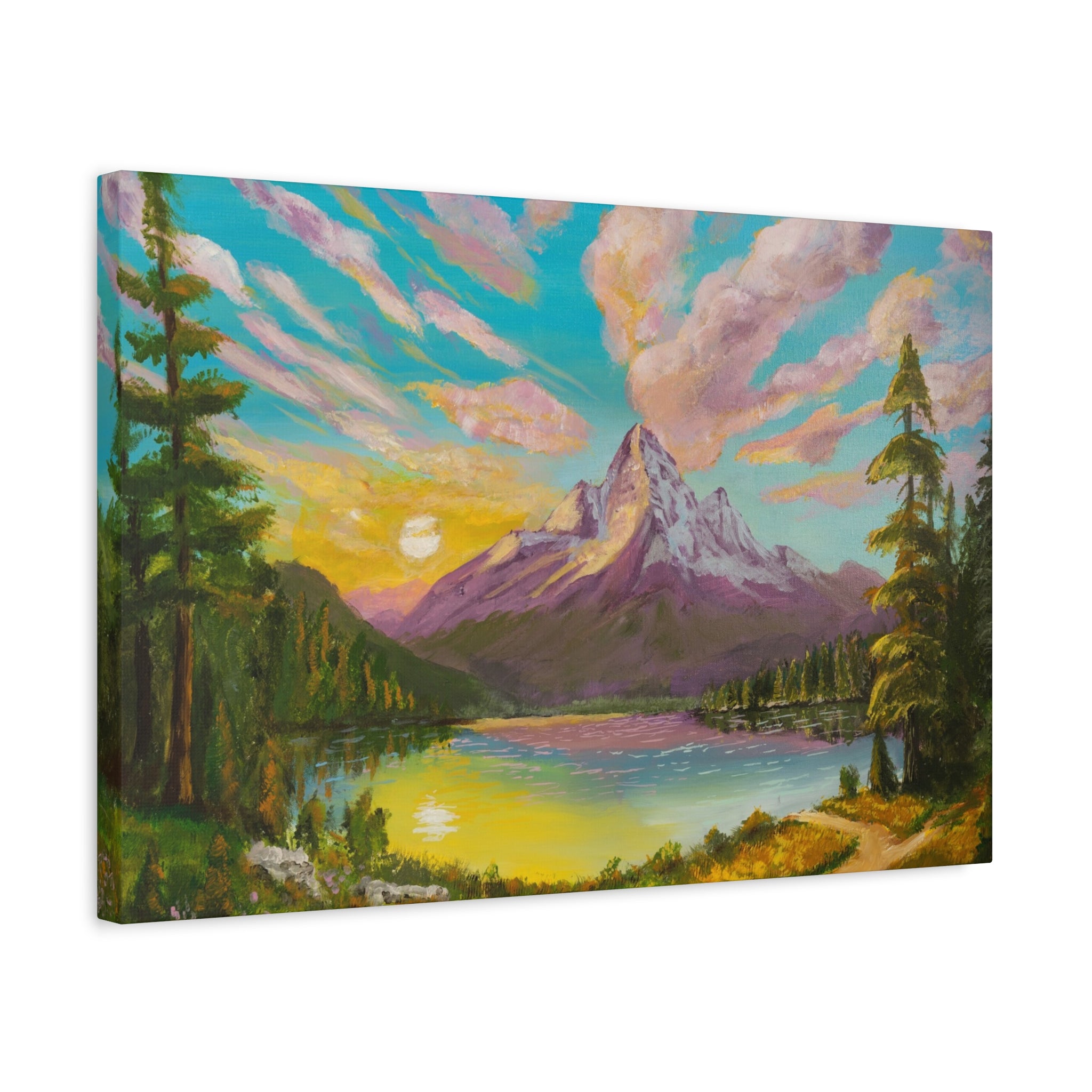 Mountain Sunrise Canvas Print Vibrant Landscape Wall Art