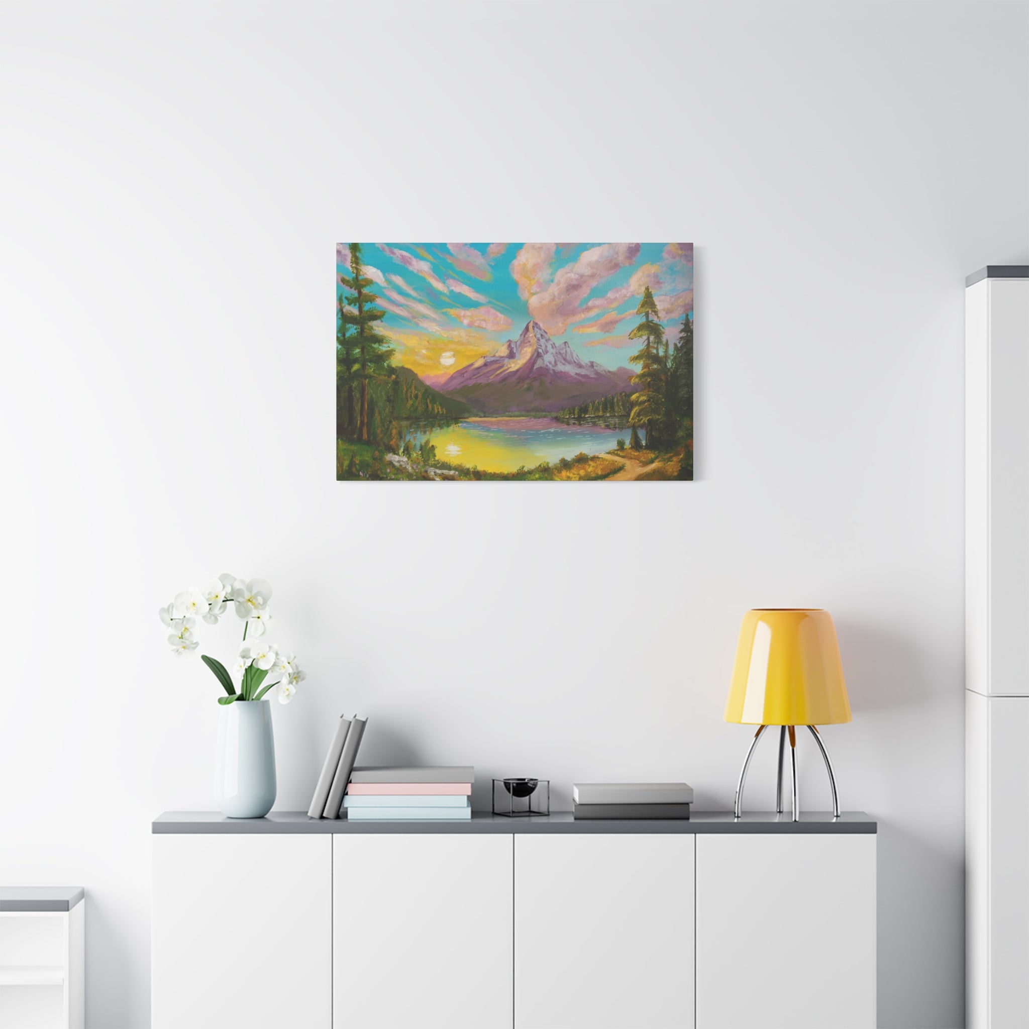 Mountain Sunrise Canvas Print Vibrant Landscape Wall Art