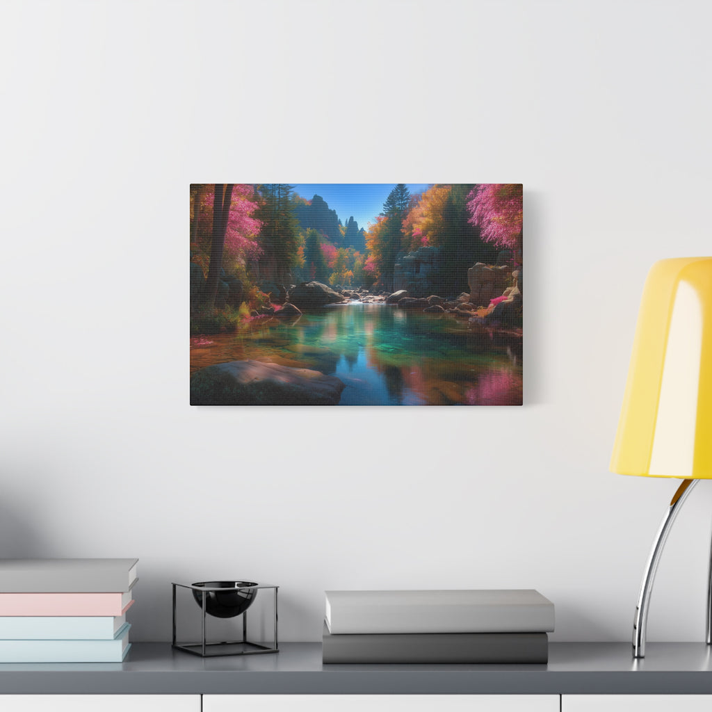 Tranquil Forest River Matte Canvas Print Stretched Wall Art