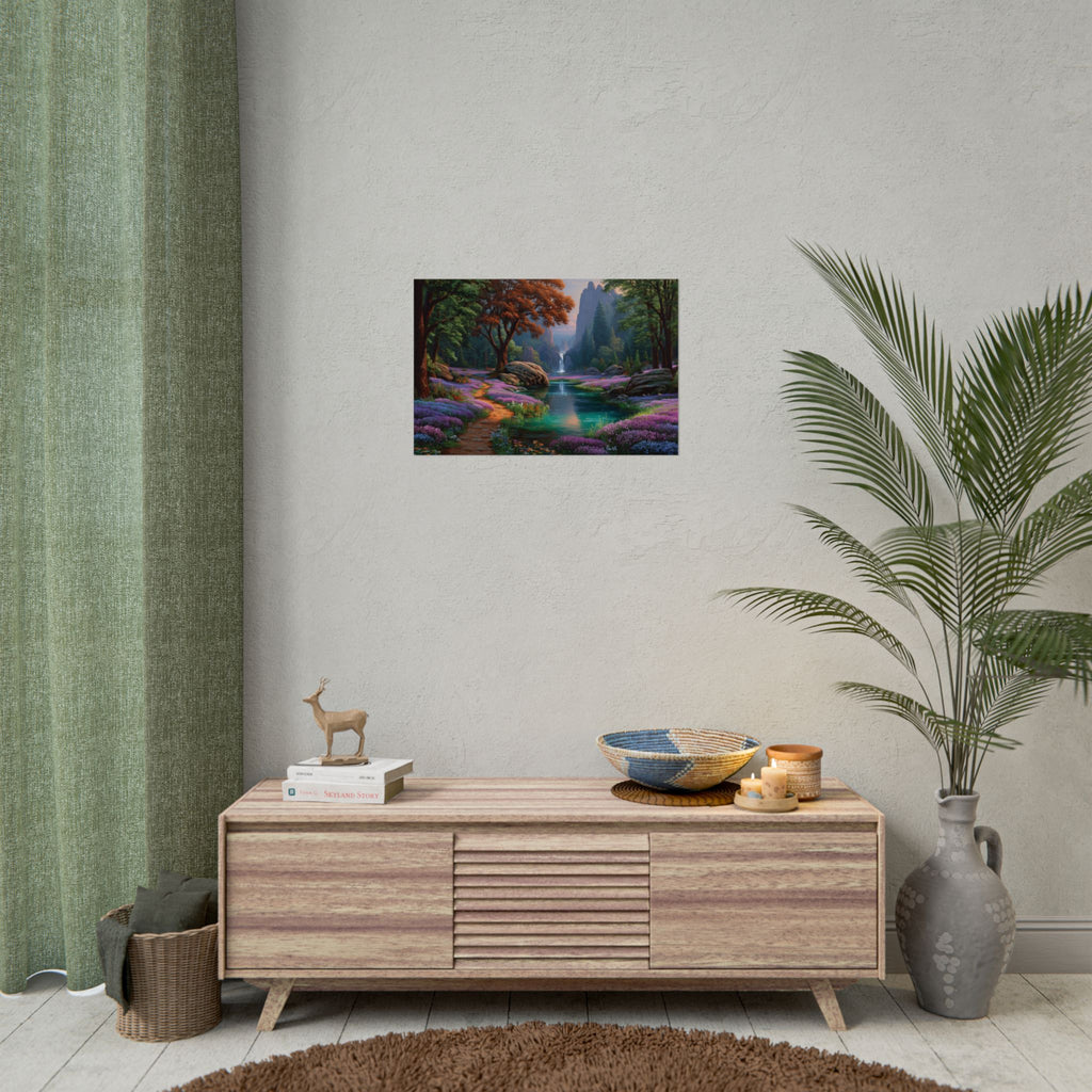 Scenic Fantasy Waterfall Landscape Wall Art