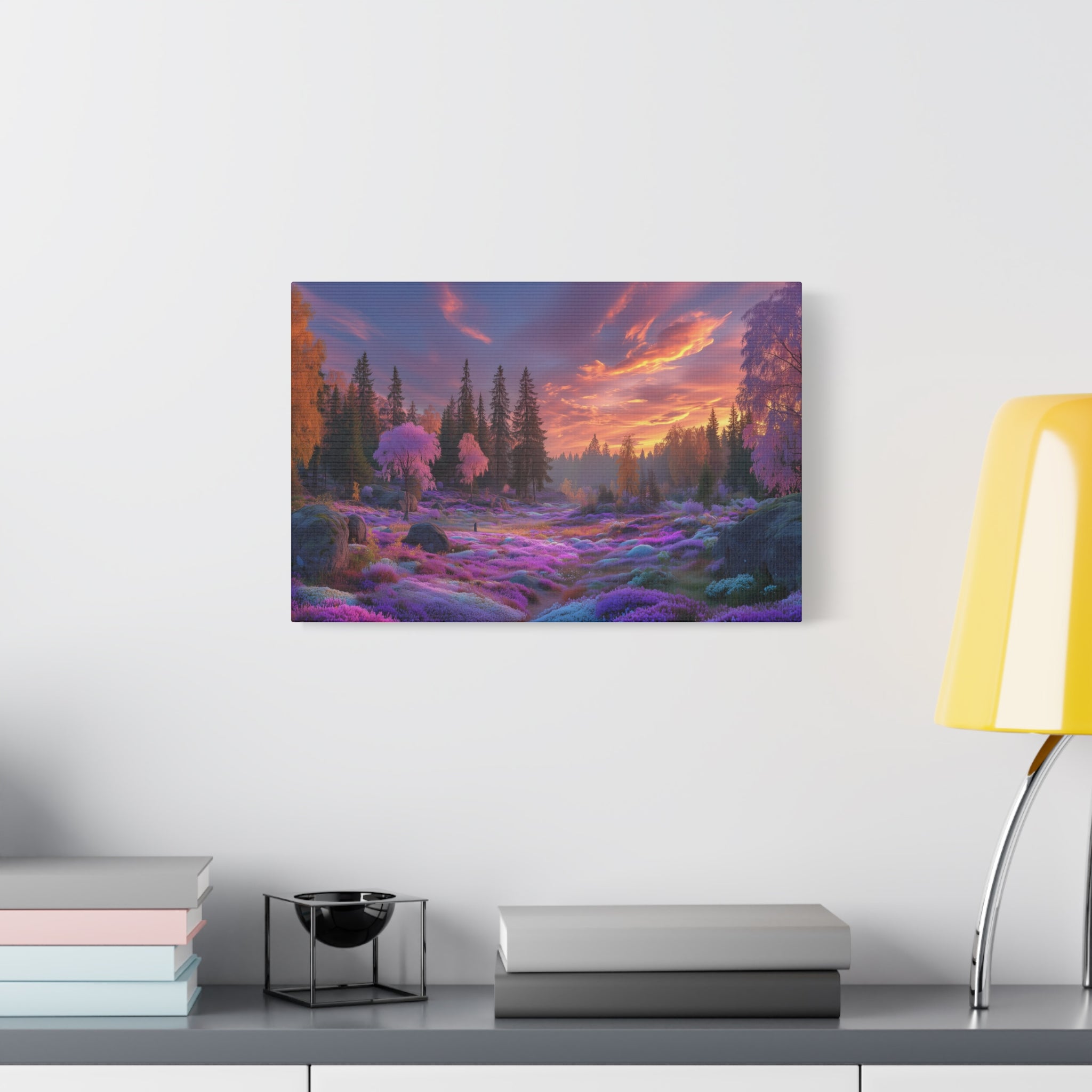 Dreamscape Forest Matte Canvas Print Vibrant Sunset Purple Meadow Wall Art