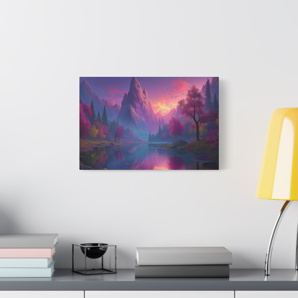 Dreamscape Mountain Lake Matte Canvas Print