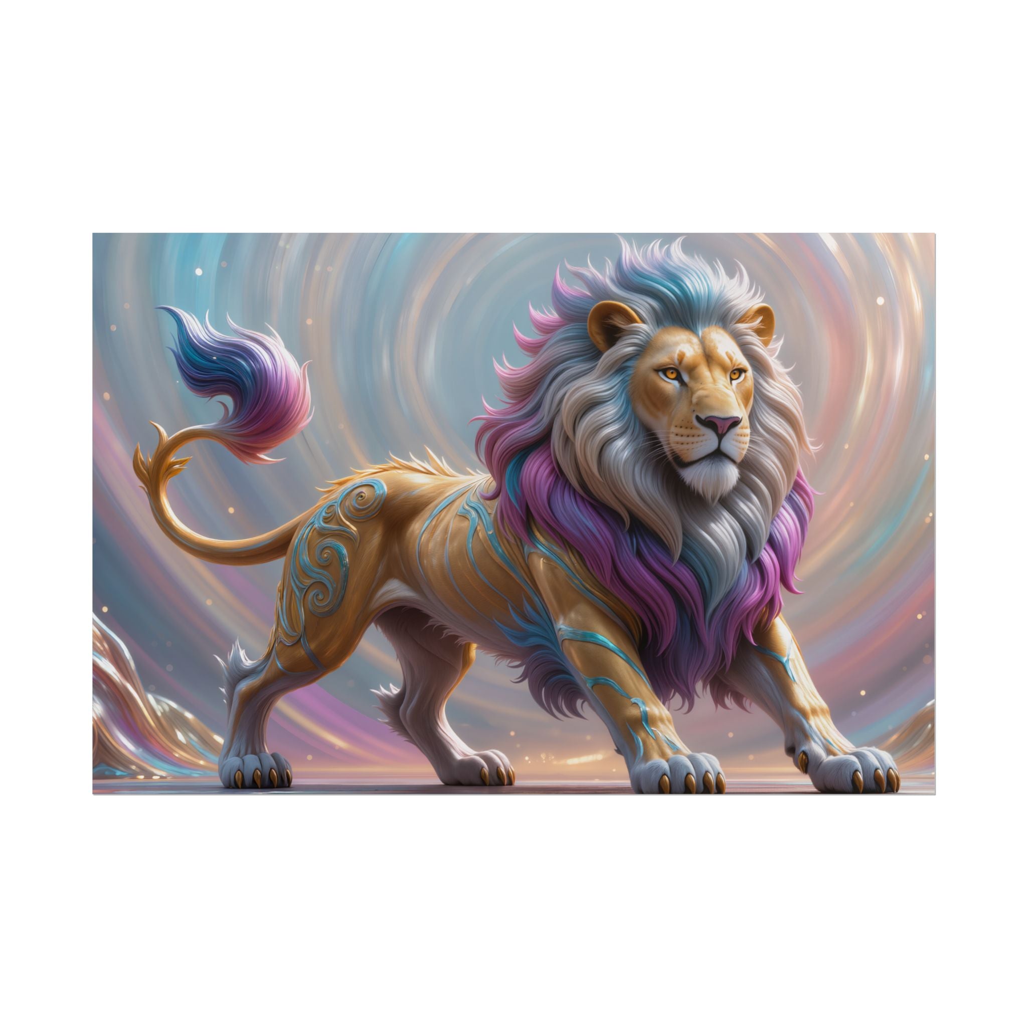 Lion Fantasy Colorful Mythic Lion Rolled Art Print