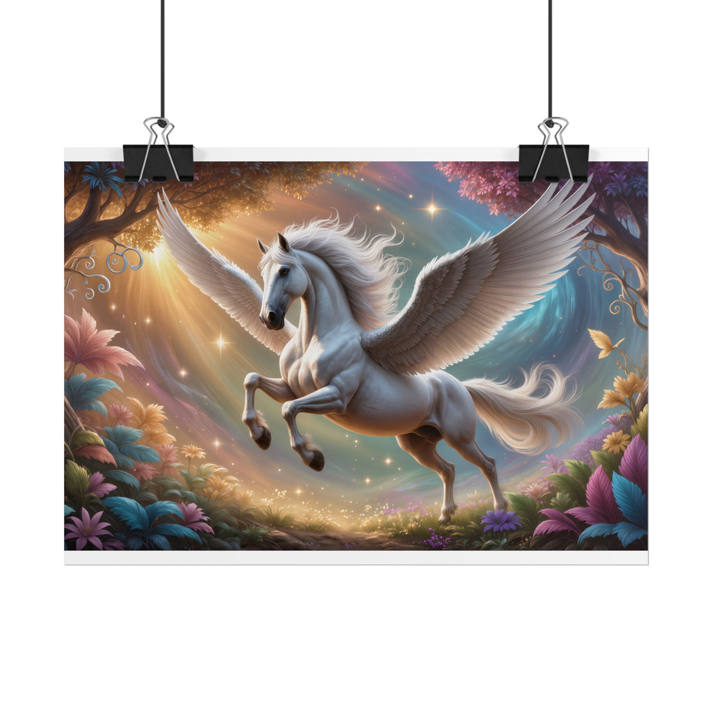 Pegasus Fantasy Art Magical Winged Horse Rolled Poster for Kids’ Rooms & Fantasy Decor
