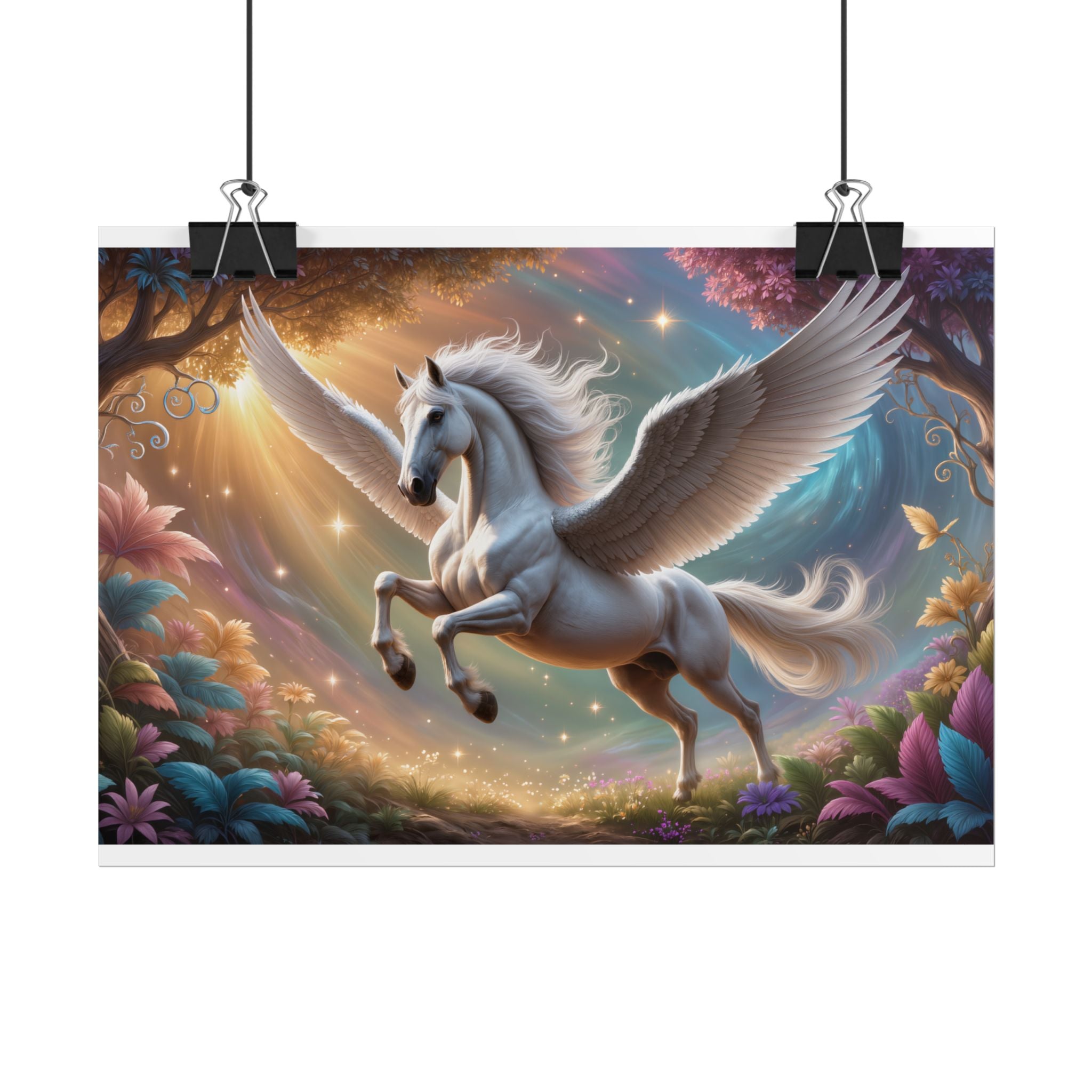 Pegasus Fantasy Art Magical Winged Horse Rolled Poster for Kids’ Rooms & Fantasy Decor