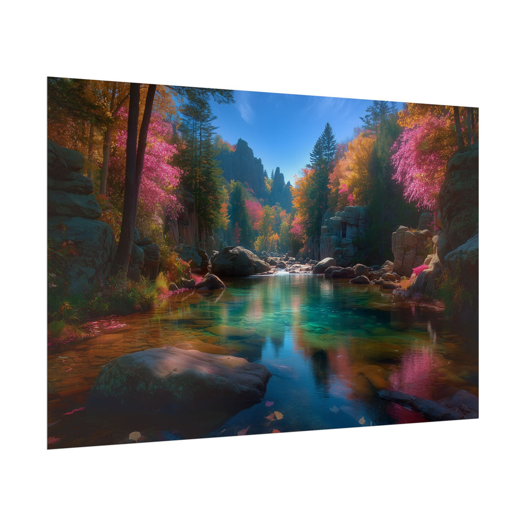 Tranquil Forest River Landscape Print