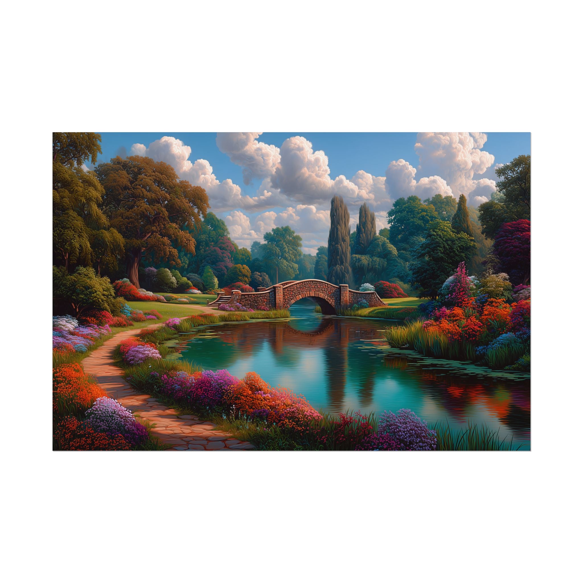 Scenic Garden Bridge Rolled Fine Art Landscape Print