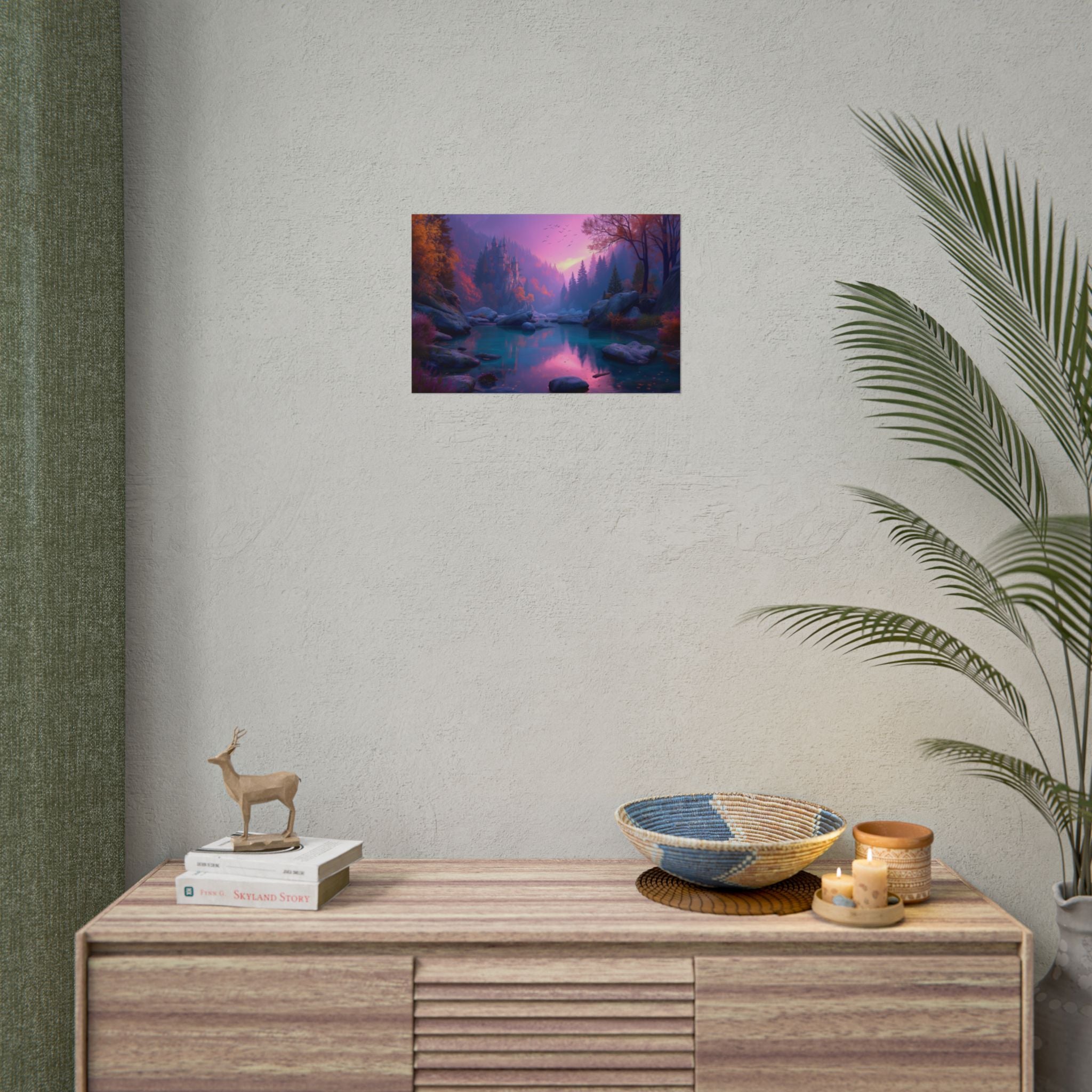 Scenic Twilight Lake  Dreamy Forest Sunset Wall Art