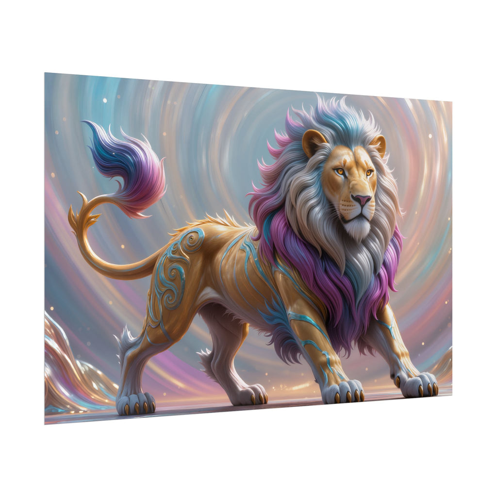 Lion Fantasy Colorful Mythic Lion Rolled Art Print