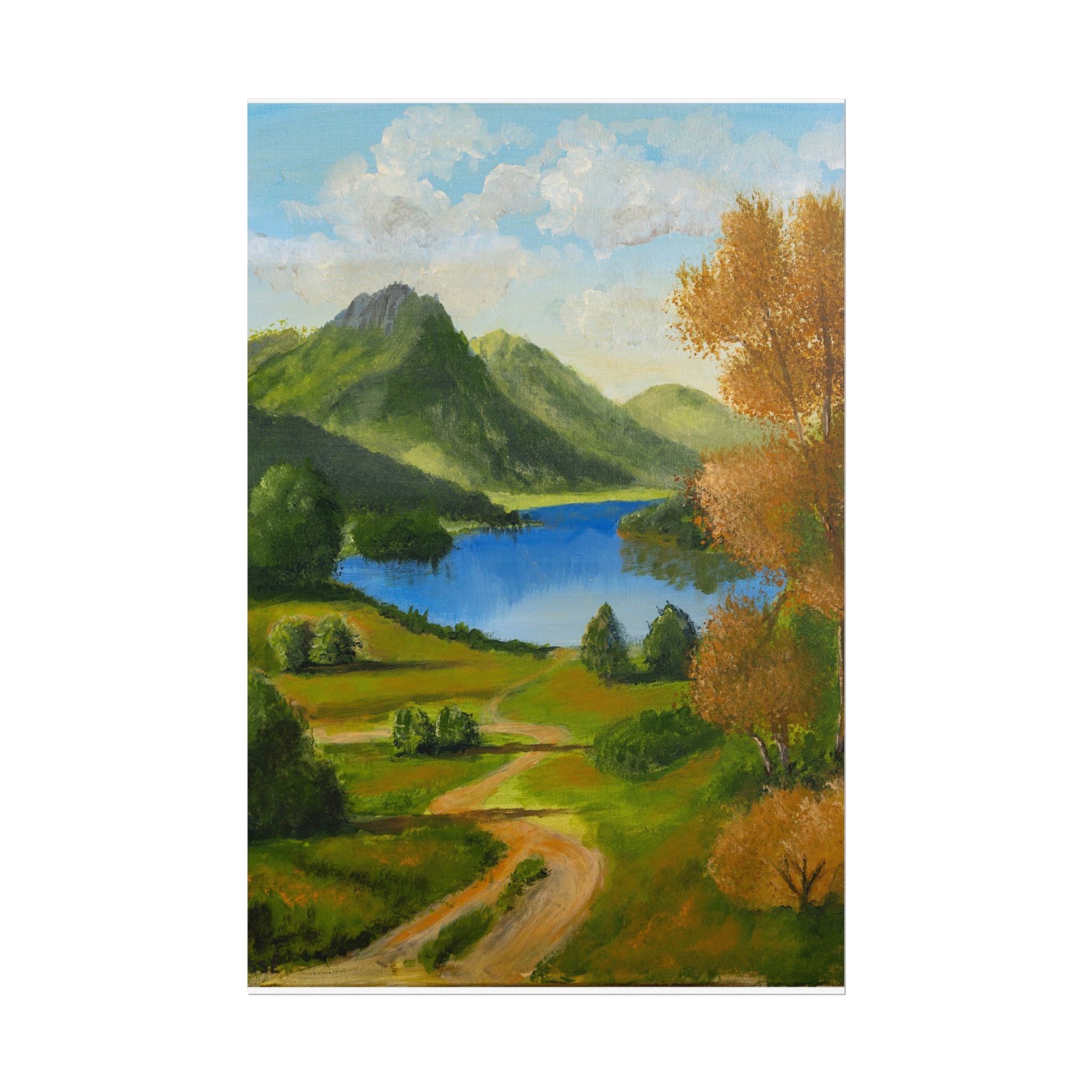 Serene Lake Mountain Landscape Art Print