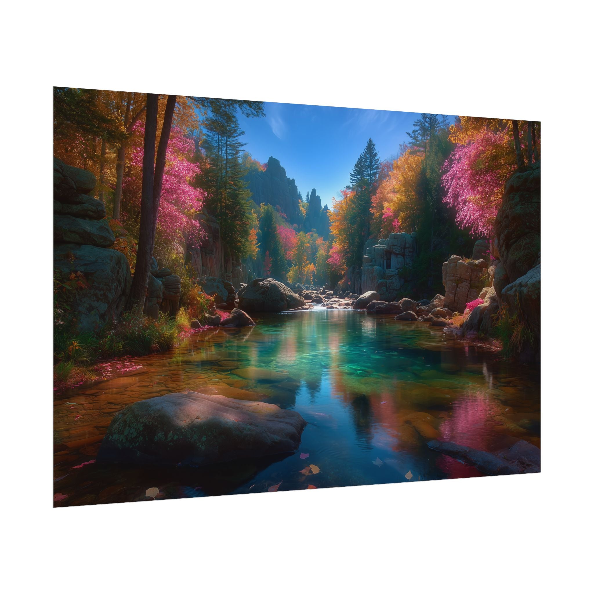Tranquil Forest River Landscape Print