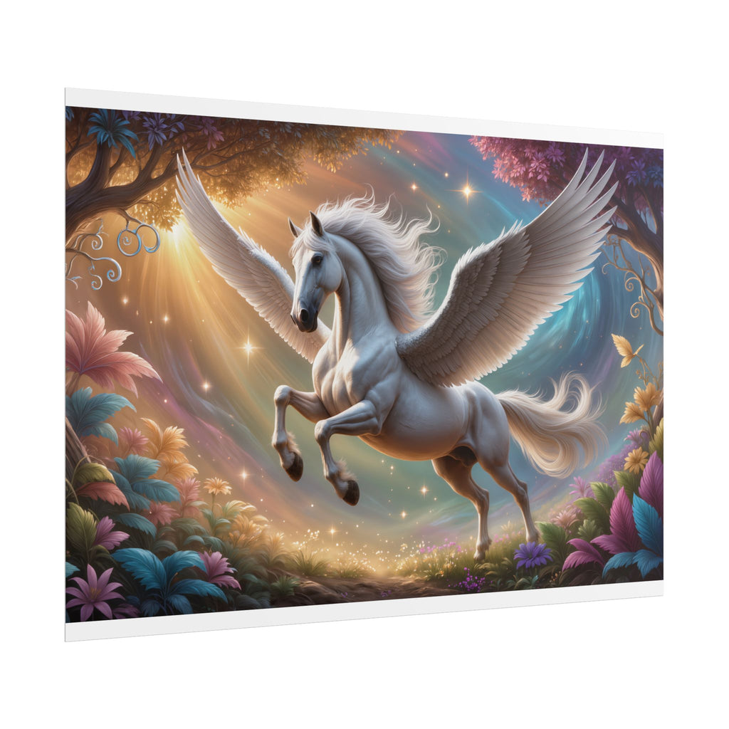Pegasus Fantasy Art Magical Winged Horse Rolled Poster for Kids’ Rooms & Fantasy Decor