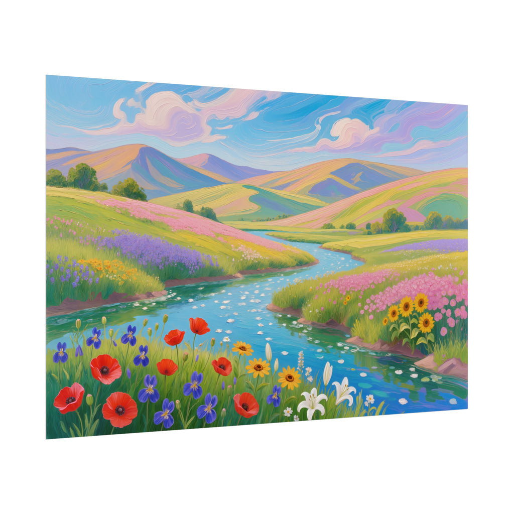 Colorful Floral Meadow Landscape Print