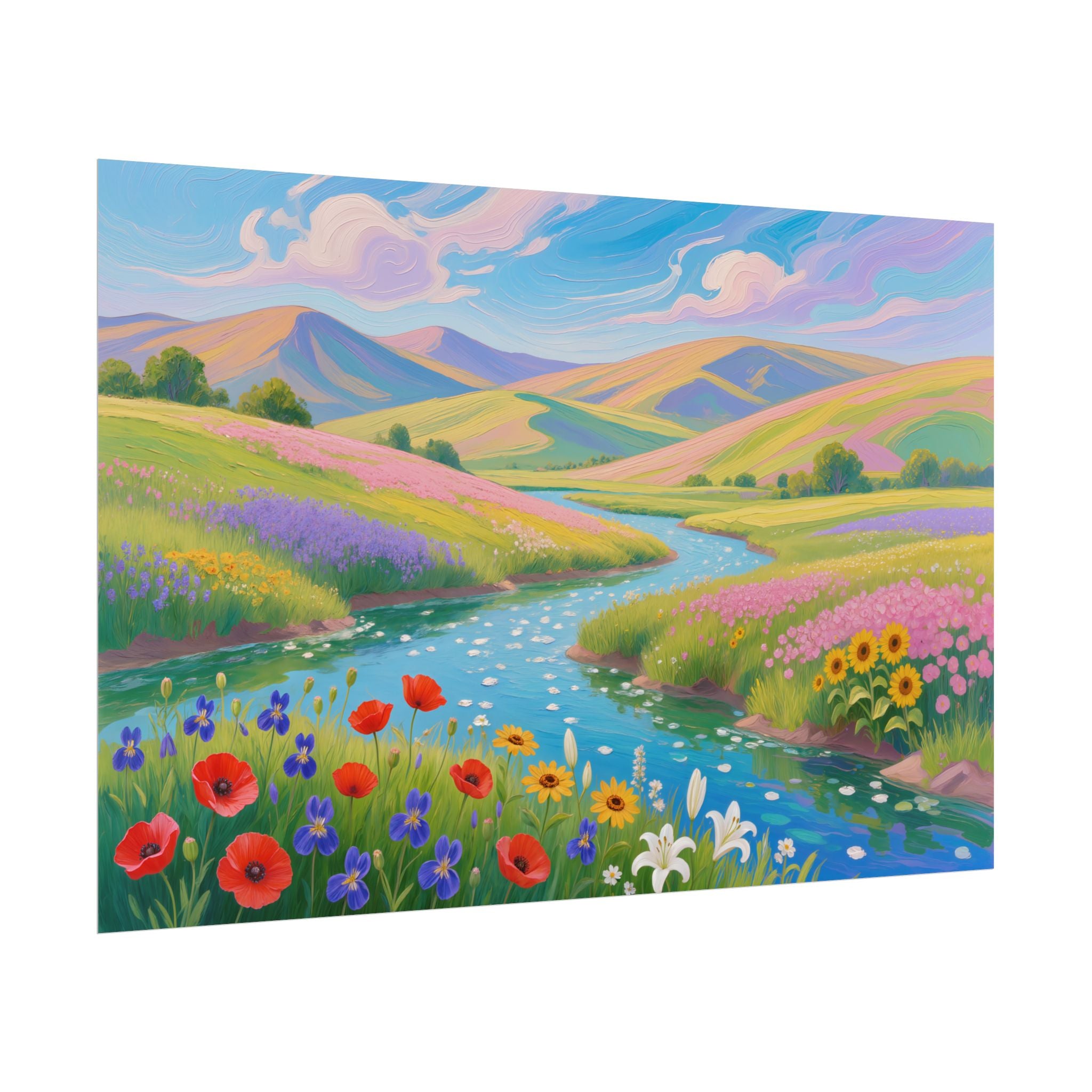 Colorful Floral Meadow Landscape Print
