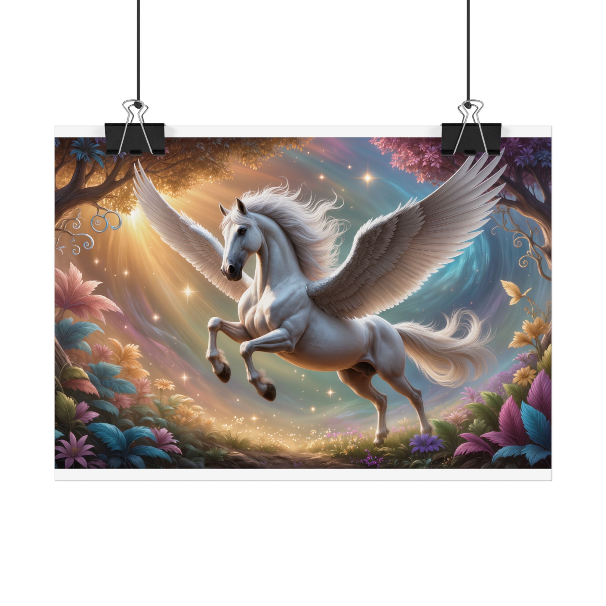 Pegasus Fantasy Art Magical Winged Horse Rolled Poster for Kids’ Rooms & Fantasy Decor