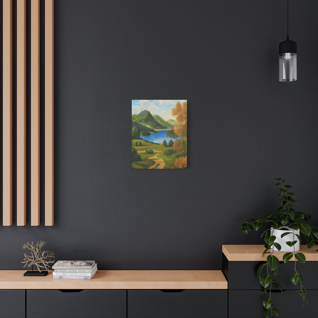 Landscape Canvas Wall Art Serene Mountain Lake Matte Stretched Canvas (1.25")