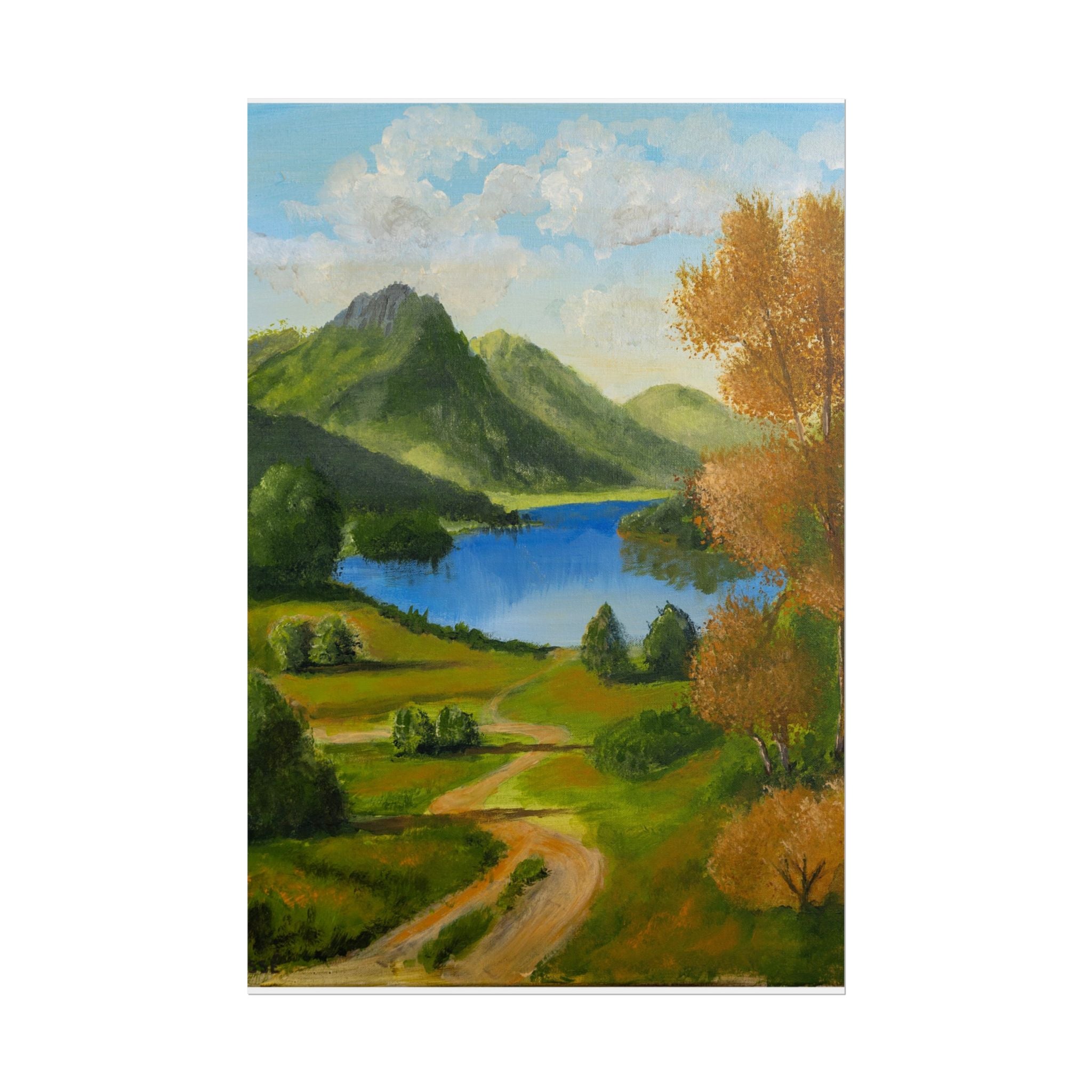 Serene Lake Mountain Landscape Art Print