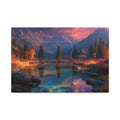 Scenic Mountain Lake Matte Canvas Print Tranquil Sunset Landscape Wall Art