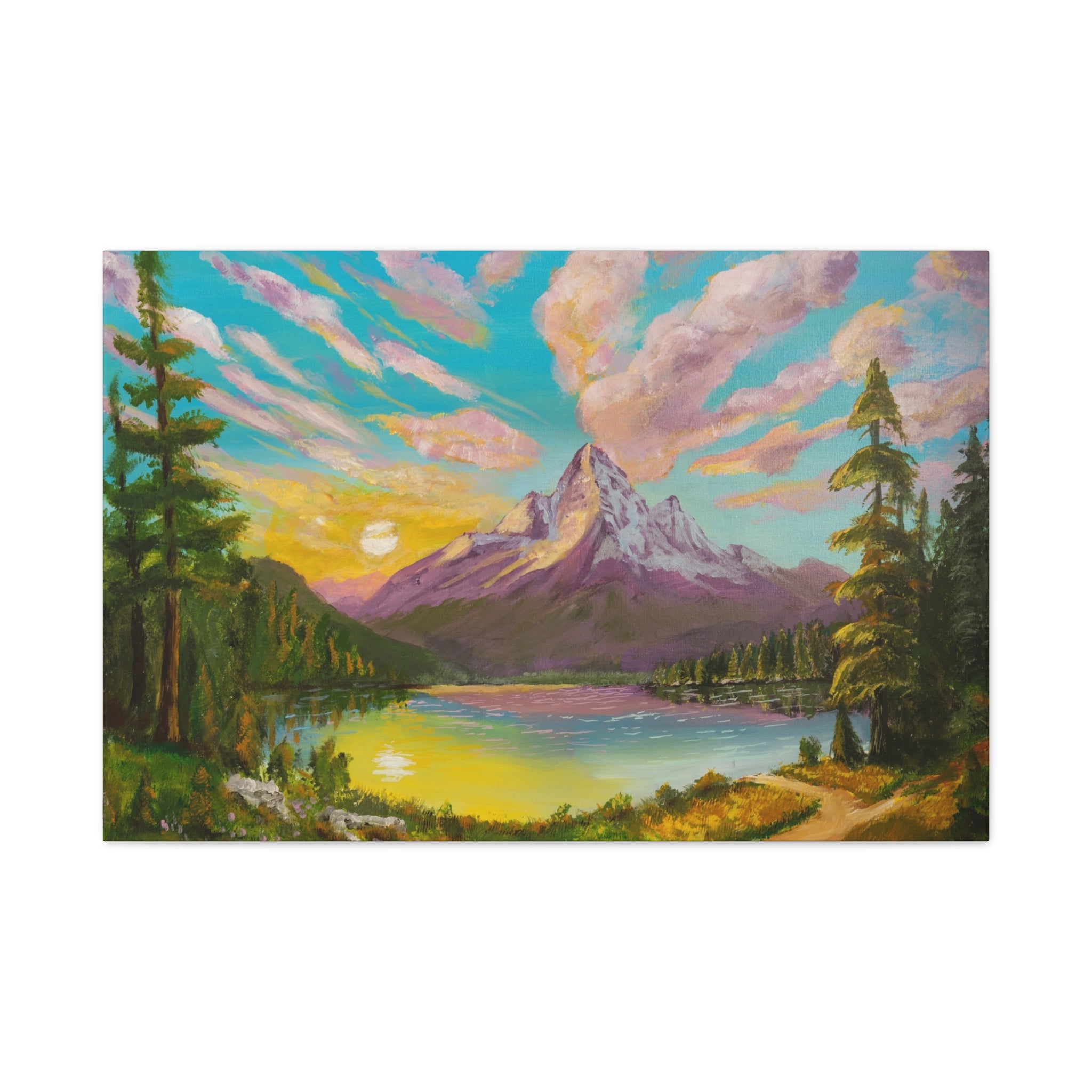 Mountain Sunrise Canvas Print Vibrant Landscape Wall Art