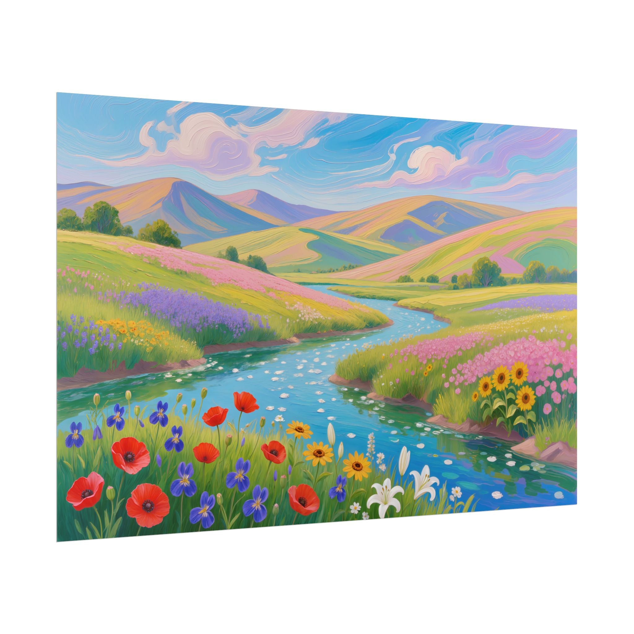 Colorful Floral Meadow Landscape Print